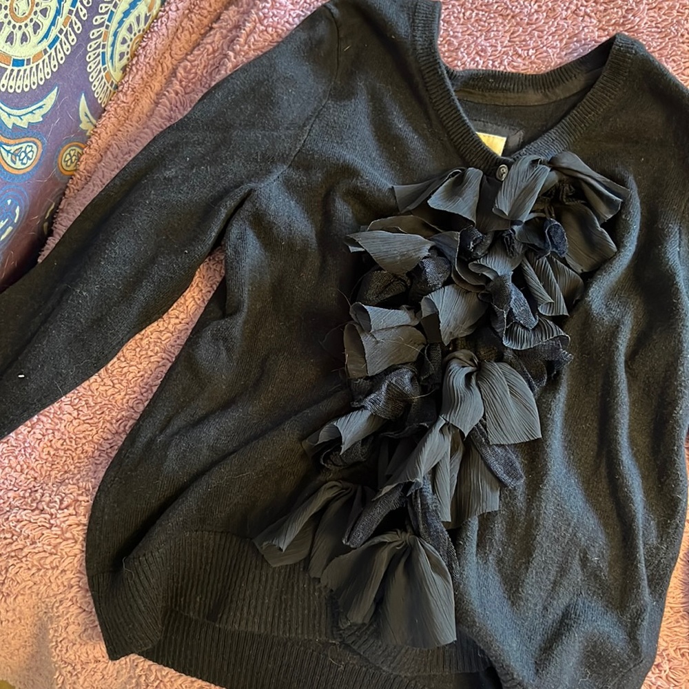 Abercrombie and Fitch navy blue knit cardigan with ruffle detailing NWOT